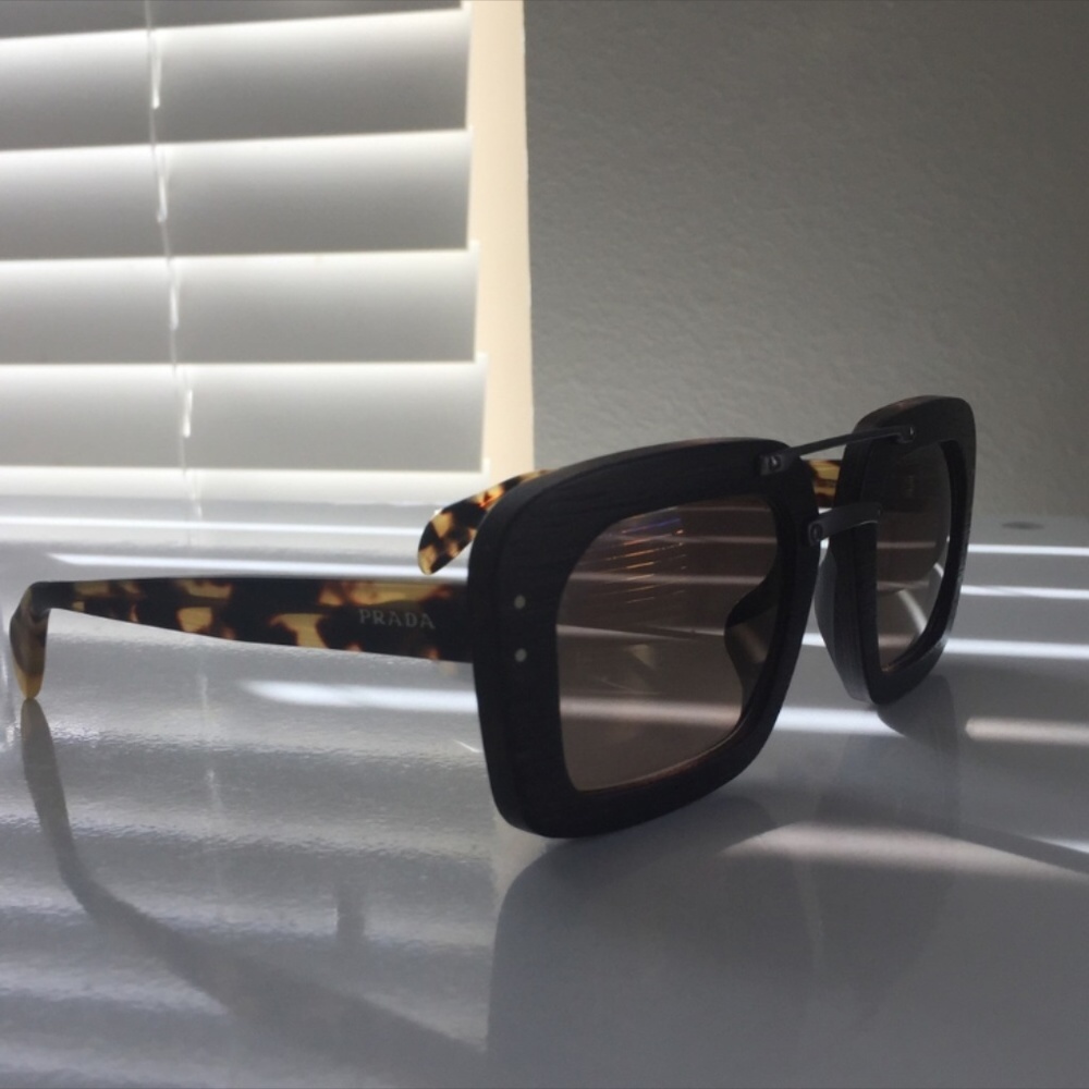 Prada Oversized Wood Frame Sunglasses